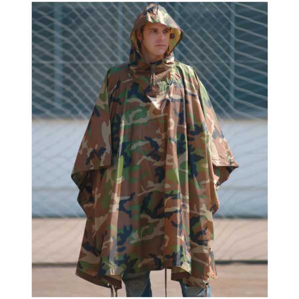 PONCHO IMPERMEABILE RIPSTOP - WOODLAND - MIL-TEC