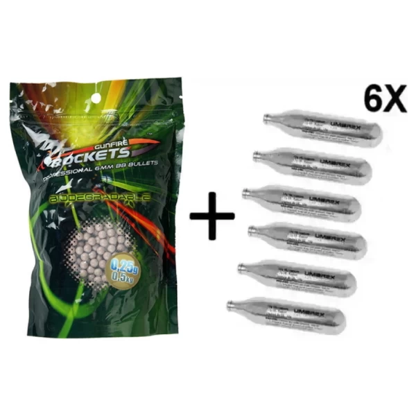 SPECIAL PACK 6X BOMBOLE CO2 +2000 BB BIO - UMAREX + ROCKETS