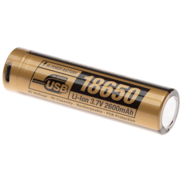 BATTERIA 18650 LI-ON 3,7V 2600MAH MICRO-USB RICARICABILE - CLAW GEAR