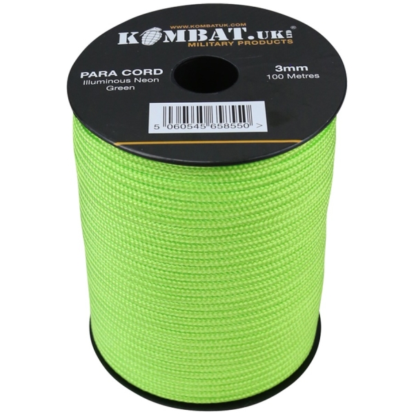 BOBINA PARACORD 100 METRI - NEON GREEN - KOMBAT