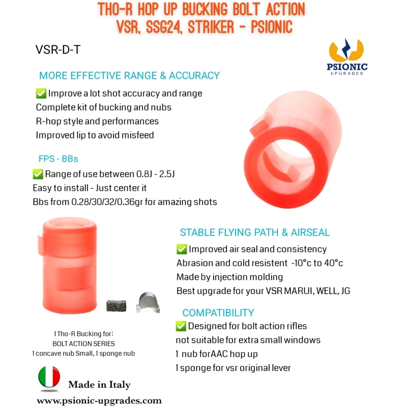 GOMMINO HOP UP THO-R PER VSR10, SSG24, STRIKER CON PRESSORI - PSIONIC - immagine 2