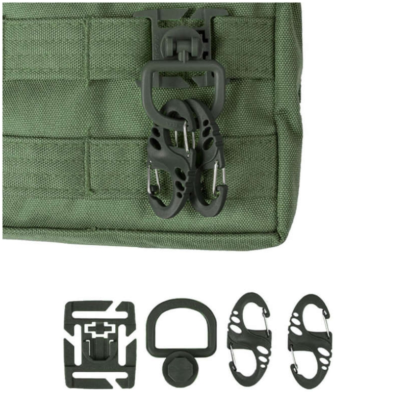 2X KIT MOSCHETTONI S-HOOK PER MOLLE - OD - MIL-TEC - immagine 2