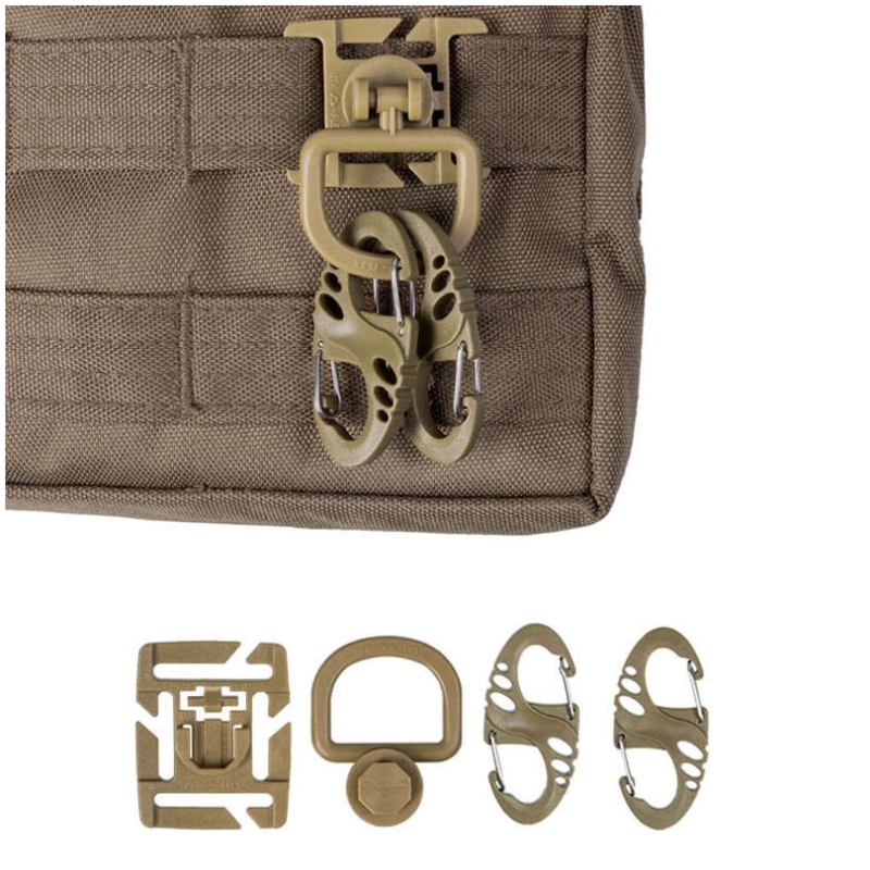2X KIT MOSCHETTONI S-HOOK PER MOLLE - COYOTE - MIL-TEC - immagine 2