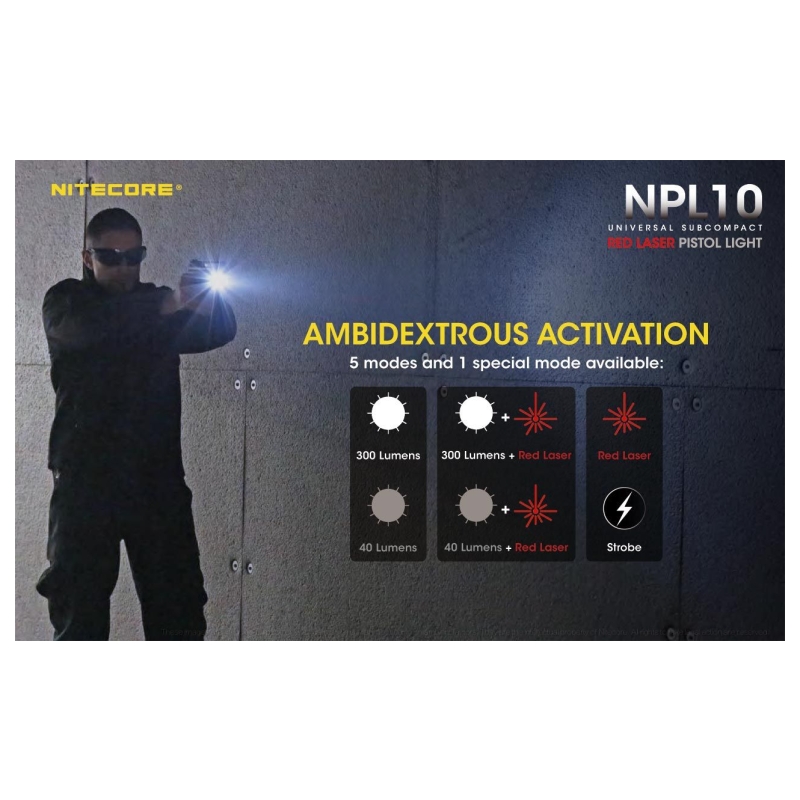 NPL10 TORCIA 300 LUMEN CON LASER ROSSO - NITECORE - immagine 4