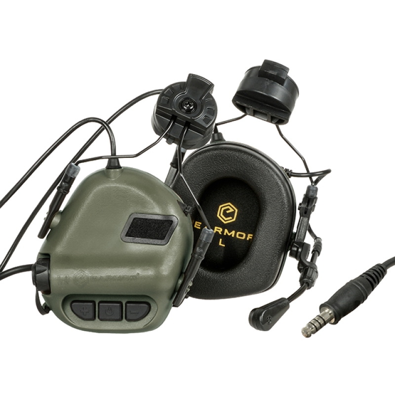 CUFFIE TATTICHE M32H PER ELMETTO - FOLIAGE GREEN - EARMOR - immagine 2