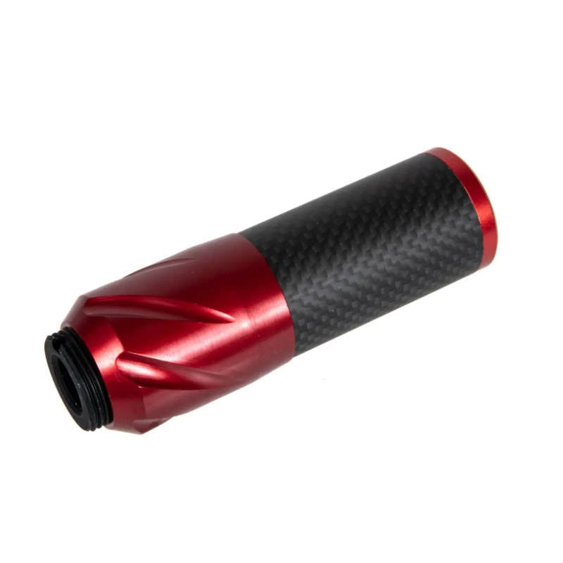 SILENZIATORE DSL2 IN FIBRA DI CARBONIO 100MM - ROSSO - CORE AIRSOFT ITALY - immagine 2