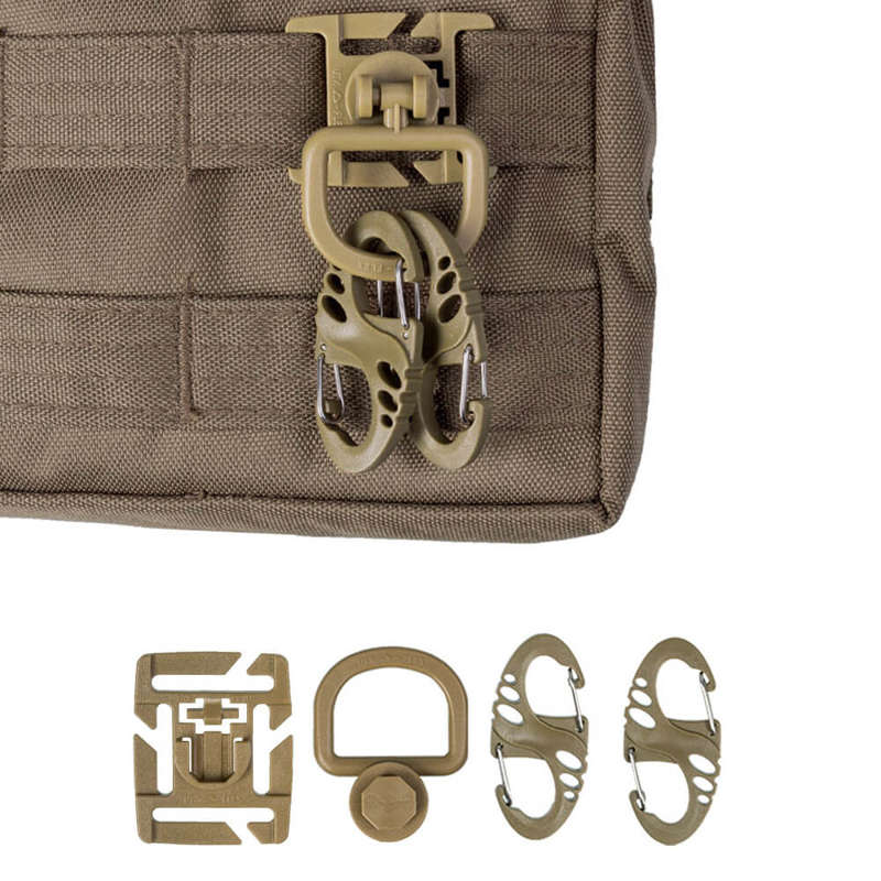 2X KIT MOSCHETTONI S-HOOK PER MOLLE - COYOTE - MIL-TEC - immagine 2