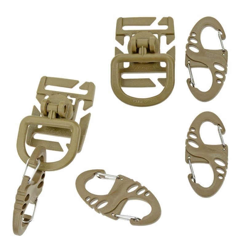 2X KIT MOSCHETTONI S-HOOK PER MOLLE - COYOTE - MIL-TEC - immagine 4
