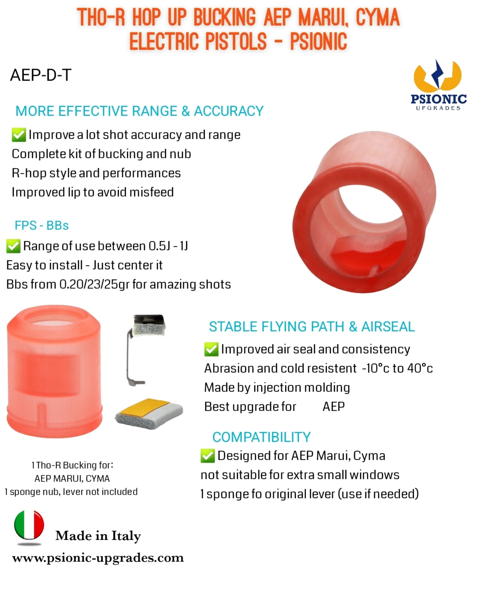GOMMINO HOP UP THO-R PER PISTOLE ELETTRICHE CON PRESSORE - PSIONIC - immagine 2