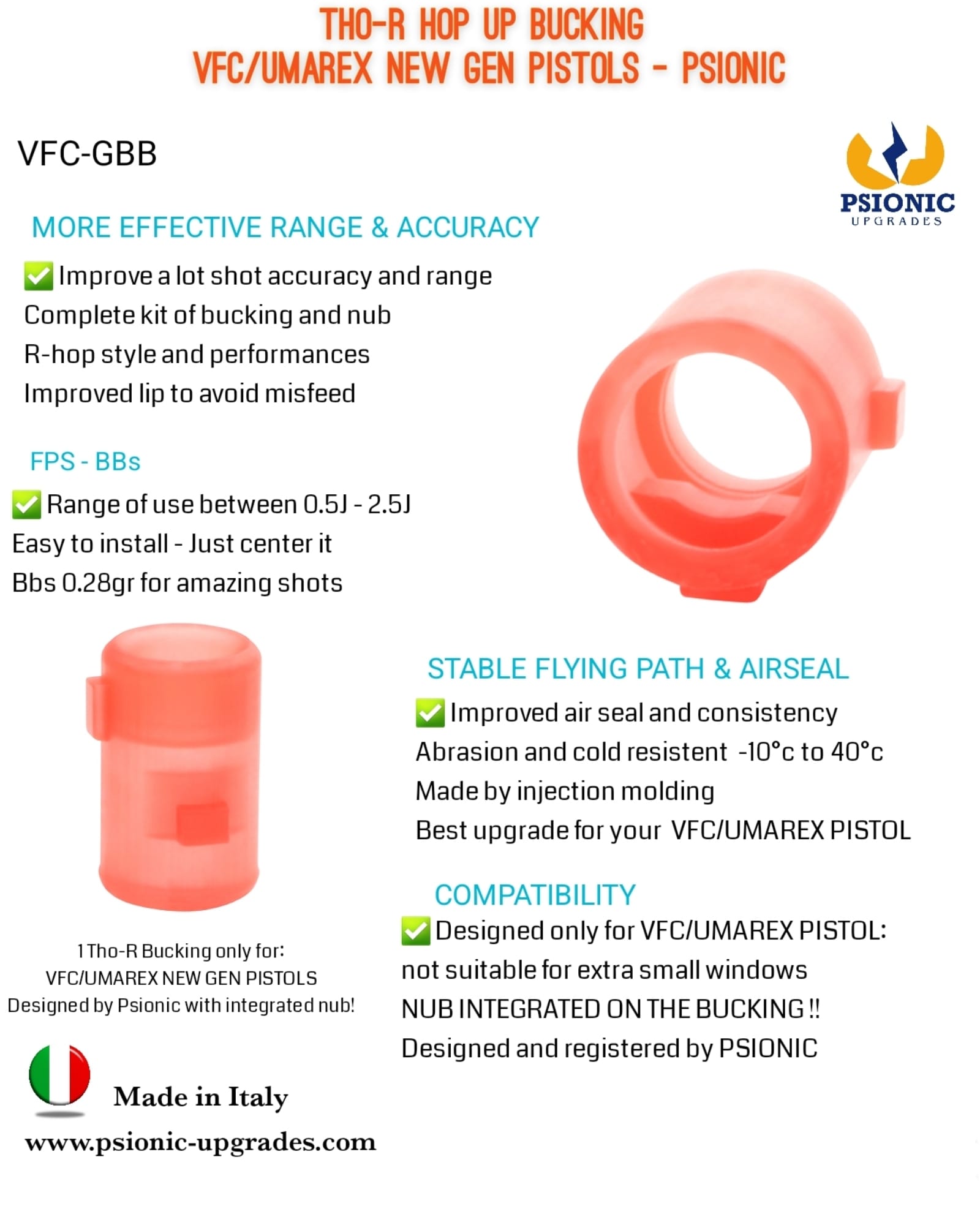 GOMMINO HOP UP THO-R PER PISTOLE GBB UMAREX/VFC GEN.5 - PSIONIC - immagine 2