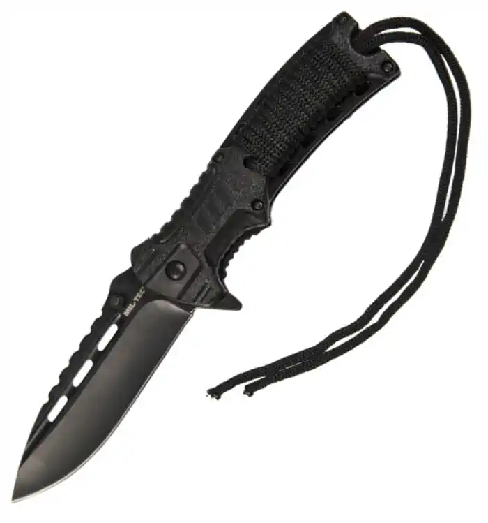 COLTELLO TATTICO BLACK ONE PARACORD CON ACCENDIFUOCO - MIL-TEC