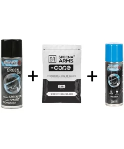 EXTRA PACK BOMBOLA GREEN GAS + 1000 BB + OLIO SILICONICO - SMART GAS + SPECNA ARMS