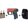 Vista frontale del kit Umarex PDP PGS Personal Guard System. Il pacchetto include la pistola al peperoncino professionale, una fondina tattica in cordura nera e una bomboletta di ricarica spray al peperoncino. Ideale per la sicurezza privata e la difesa legale. Kit pistola al peperoncino Umarex PDP PGS con fondina in cordura e ricarica spray per difesa personale.