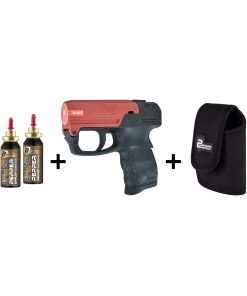 Kit pistola al peperoncino Umarex PDP PGS con fondina in cordura e ricarica spray per difesa personale.