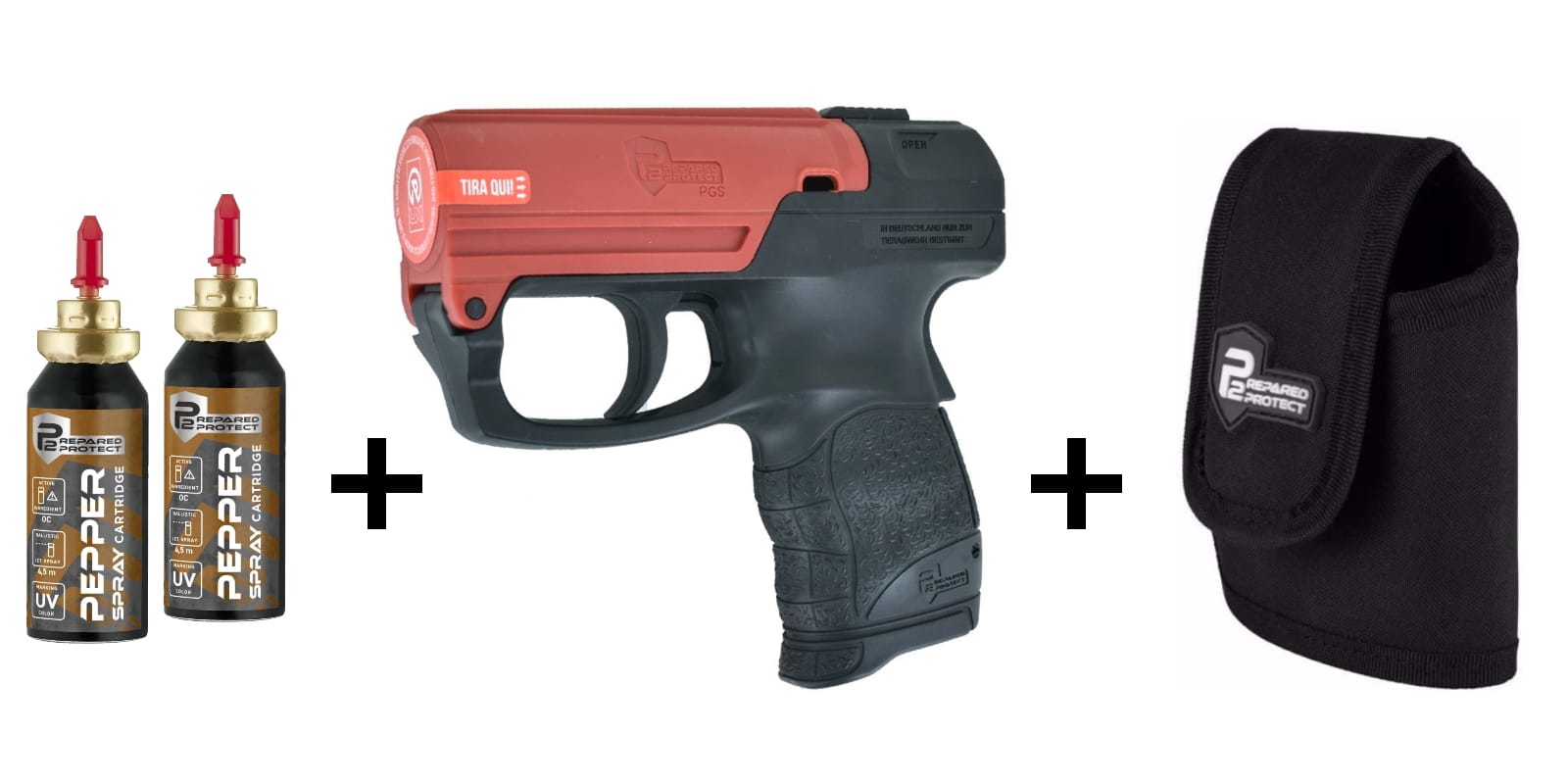 Kit pistola al peperoncino Umarex PDP PGS con fondina in cordura e ricarica spray per difesa personale.