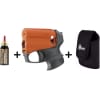 Vista frontale del kit difesa personale Umarex P2P Personal Guard System II. Il set include la pistola spray al peperoncino ad alta precisione e la fondina professionale in cordura ad alta resistenza. Ideale per la sicurezza personale e porto occulto. kit pistola spray peperoncino p2p pgs ii umarex con fondina in cordura nera