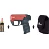 Vista dettagliata del kit Umarex composto dalla pistola al peperoncino PDP PGS ad alta efficacia e dalla fondina in cordura dedicata. Strumento di libera vendita ideale per la sicurezza e la difesa personale, disponibile su Gunshot.it. Pistola al peperoncino PDP PGS Umarex con fondina in cordura nera per difesa personale