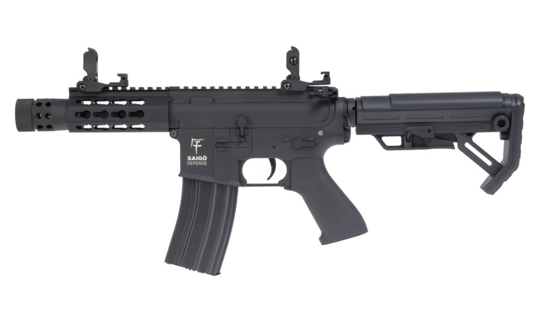 Fucile softair M4 Kenji Short S Saigo Defense lato sinistro vista completa