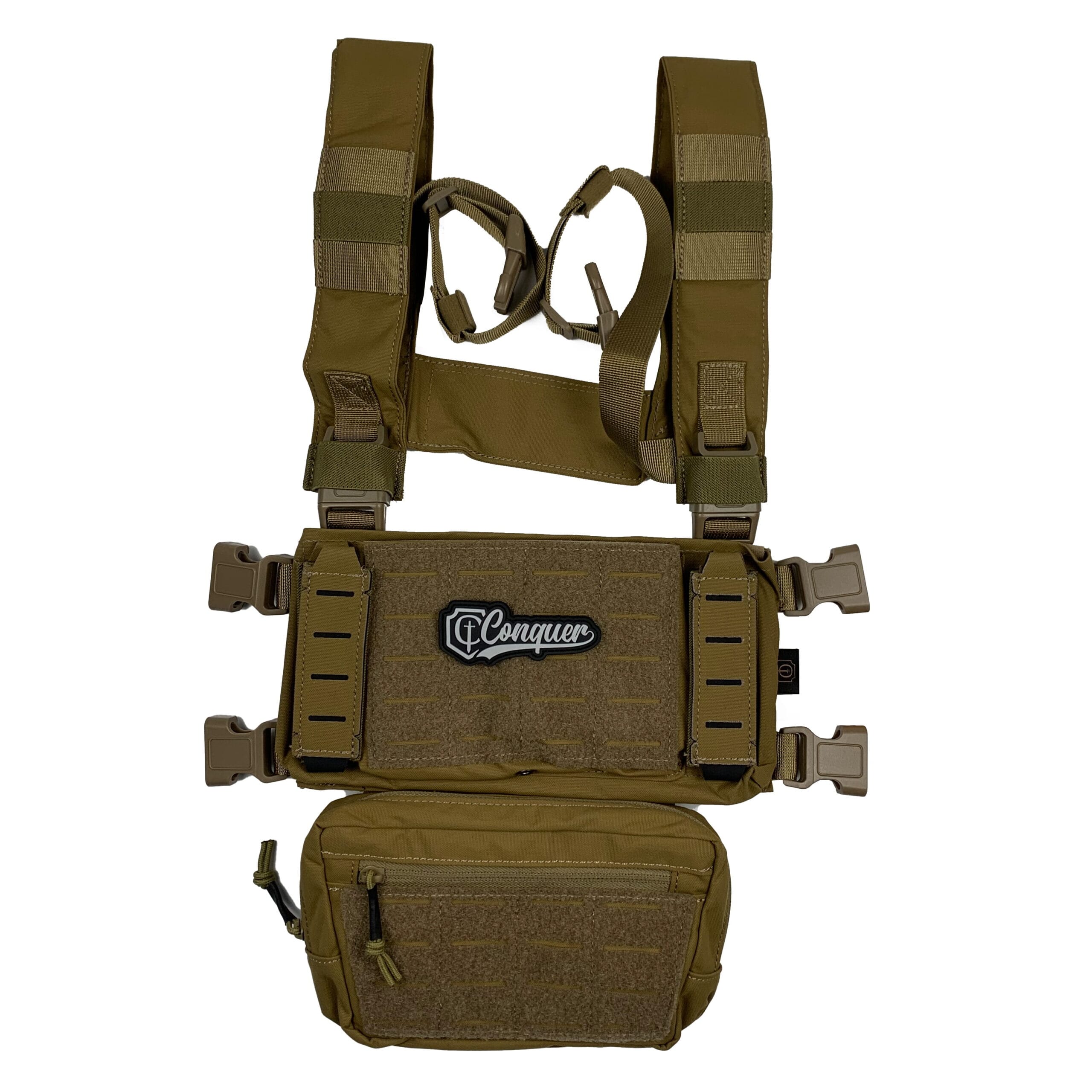 Core Chest Rig Conquer Coyote gilet tattico softair frontale