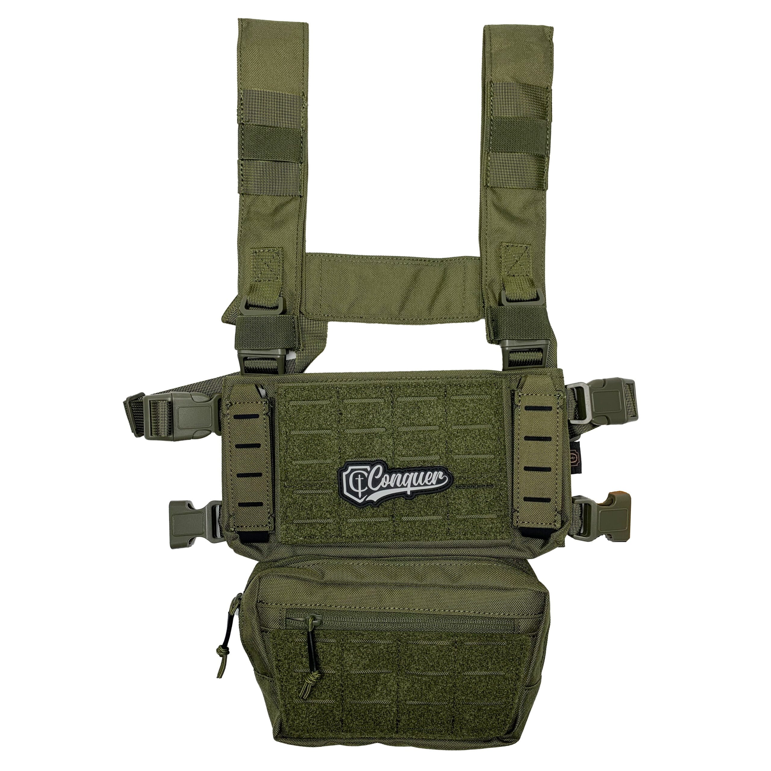 Core Chest Rig Conquer OD Green gilet tattico softair frontale