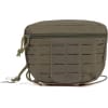 Vista frontale dettagliata della tasca tattica Drop Down Pouch DDU Ranger Green di Sixmm. Mostra il robusto aggancio a velcro superiore, lo scomparto principale e la zip del taschino anteriore con pannello in velcro per patch. Tasca tattica drop down pouch ddu ranger green sixmm per gilet softair