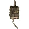 Vista frontale e dettagli del porta caricatore 5.56 fast mag multicam invader gear ad estrazione rapida con attacchi MOLLE per equipaggiamento tattico e softair, disponibile nello store Gunshot.it. porta caricatore 5.56 fast mag multicam invader gear per caricatori m4 softair