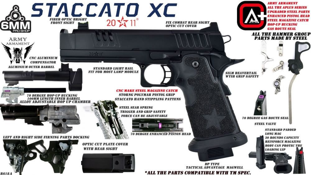 STACCATO 2011 XC T8 GBB UPGRATED VERSION BY EMG - 6MM PROSHOP - immagine 6