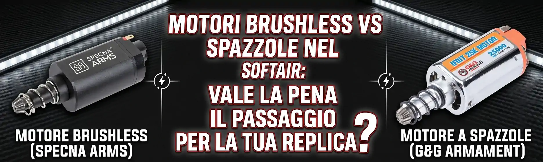 Motore brushless Specna Arms albero lungo per softair AEG nero con pignone a molla
