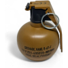 Vista dettagliata della Granata NATO Airsoft P-67-G Pyrosoft disponibile nello store Gunshot.it. Immagine ad alta risoluzione del dispositivo pirotecnico da simulazione tattica con sistema di innesco a leva e design fedele allo standard NATO, ottimizzato per partite MILSIM e scenari CQB. Granata NATO Airsoft P-67-G Pyrosoft da simulazione tattica per softair